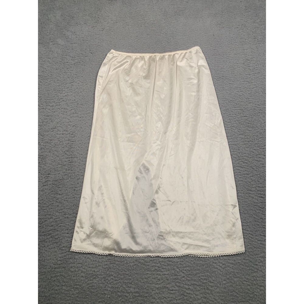 Dawn to Dusk Ivory Half Slip Nylon Size Large L 30/32 Lace Trimmed Elastic Waist